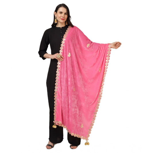 Women'S Velvet Gotta Patti Dupatta (Pink, Length: 2.25 To 2.50