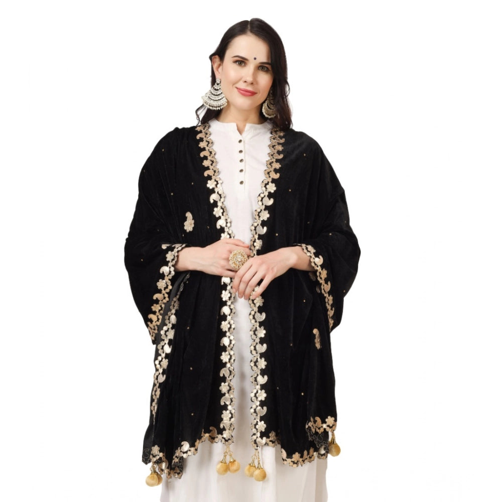 Women'S Velvet Gotta Patti Dupatta (Black, Length: 2.25 To 2.5