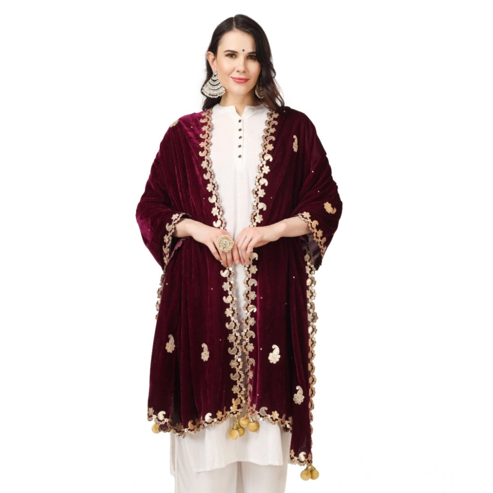 Women'S Velvet Gotta Patti Dupatta (Purple, Length: 2.25 To 2.