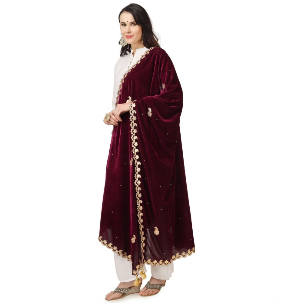 Women'S Velvet Gotta Patti Dupatta (Purple, Length: 2.25 To 2.
