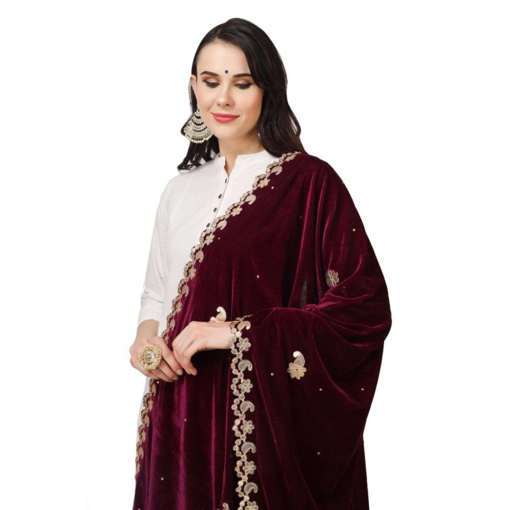 Women'S Velvet Gotta Patti Dupatta (Purple, Length: 2.25 To 2.