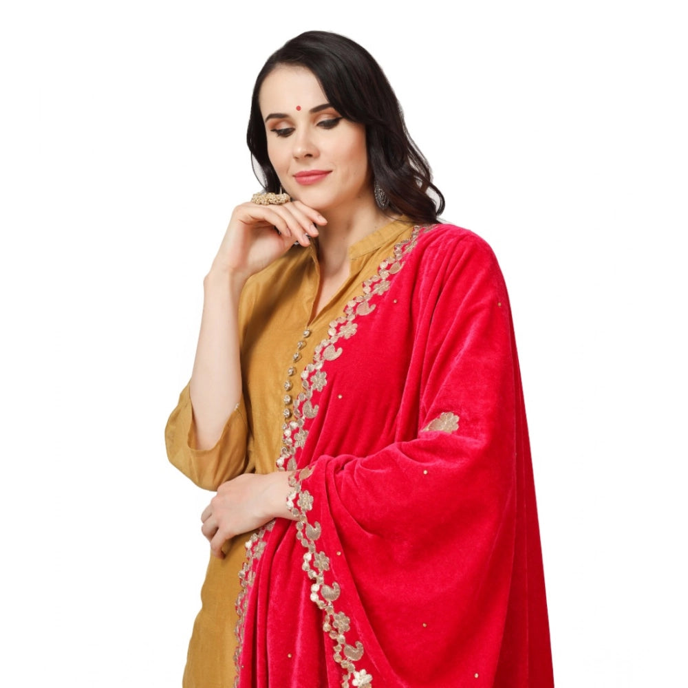 Women's Velvet Gotta Patti Dupatta (Pink, Length: 2.25 to 2.50 Mtr) - VANSHELLE