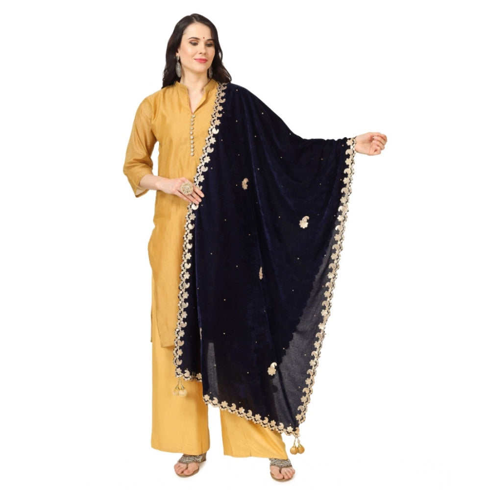 Women'S Velvet Gotta Patti Dupatta (Blue, Length: 2.25 To 2.50