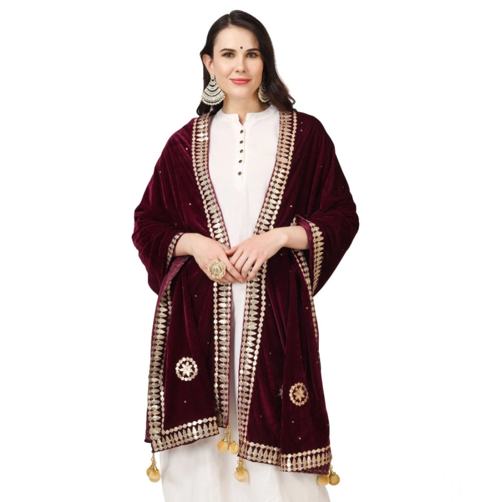 Women's Velvet Gotta Patti Dupatta (Purple, Length: 2.25 to 2.50 Mtr) - VANSHELLE