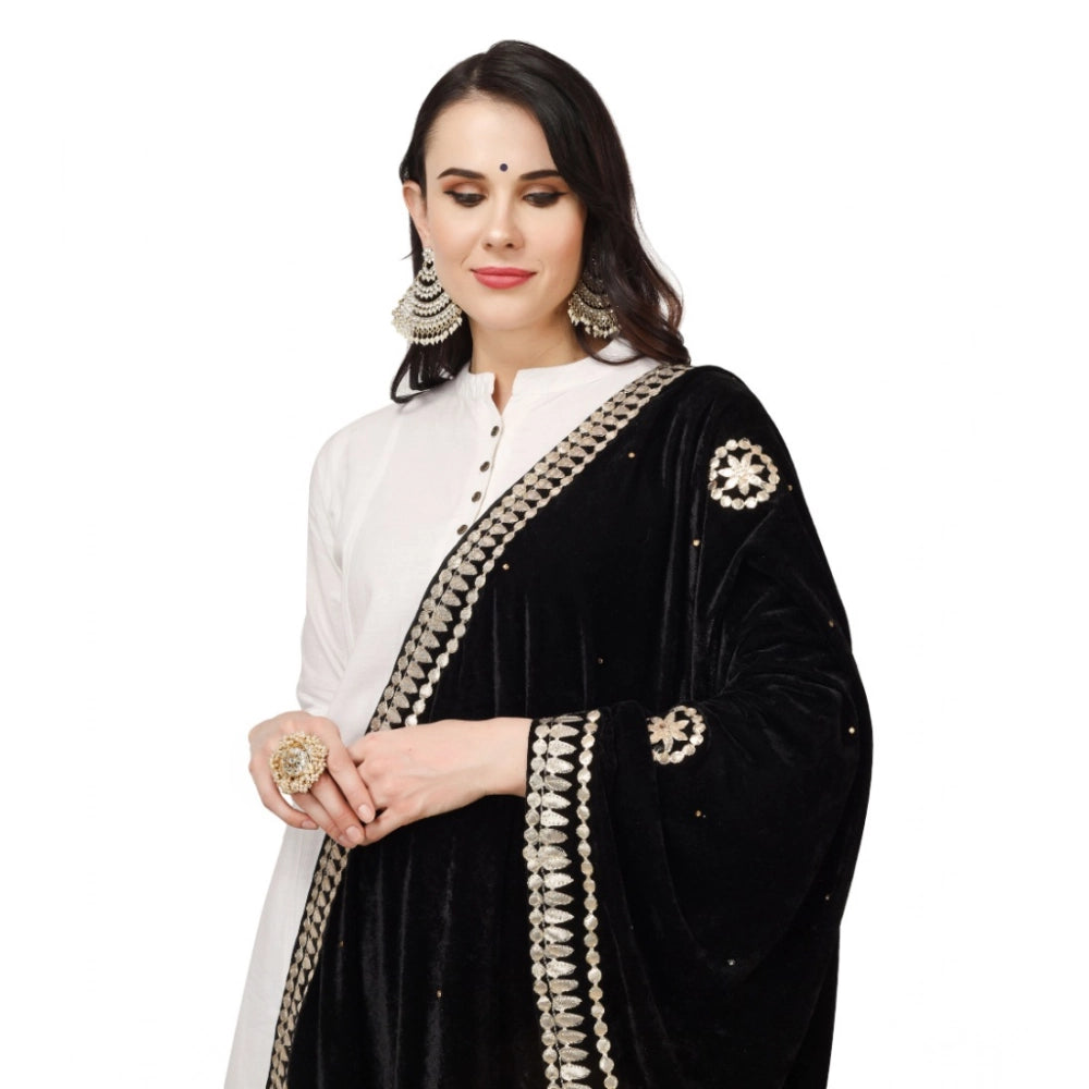 Women's Velvet Gotta Patti Dupatta (Black, Length: 2.25 to 2.50 Mtr) - VANSHELLE