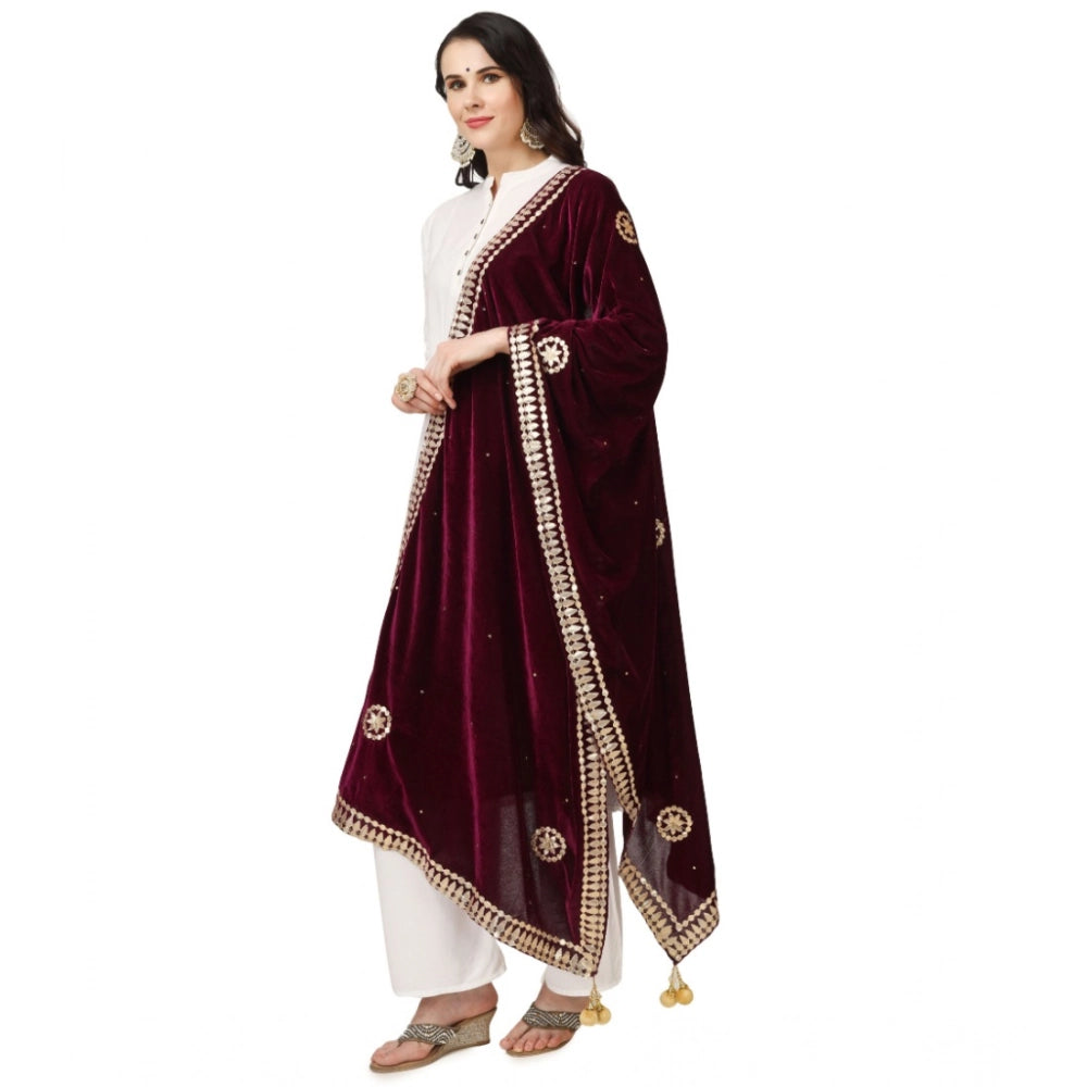 Women's Velvet Gotta Patti Dupatta (Purple, Length: 2.25 to 2.50 Mtr) - VANSHELLE
