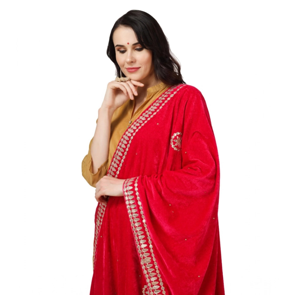 Women's Velvet Gotta Patti Dupatta (Pink, Length: 2.25 to 2.50 Mtr) - VANSHELLE