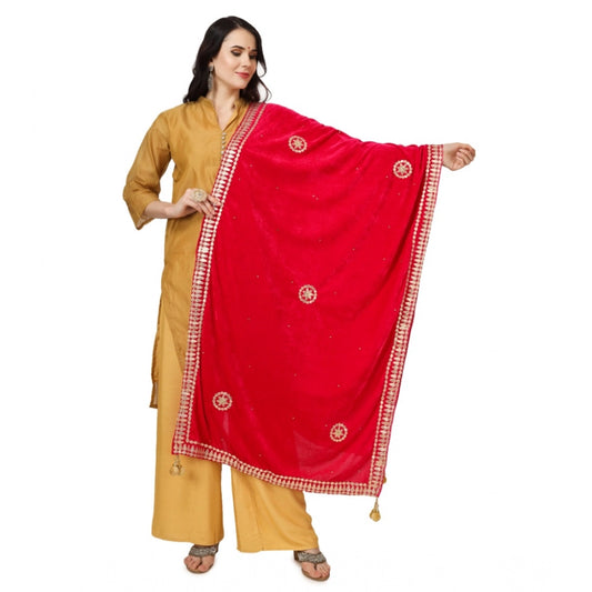 Women's Velvet Gotta Patti Dupatta (Pink, Length: 2.25 to 2.50 Mtr) - VANSHELLE