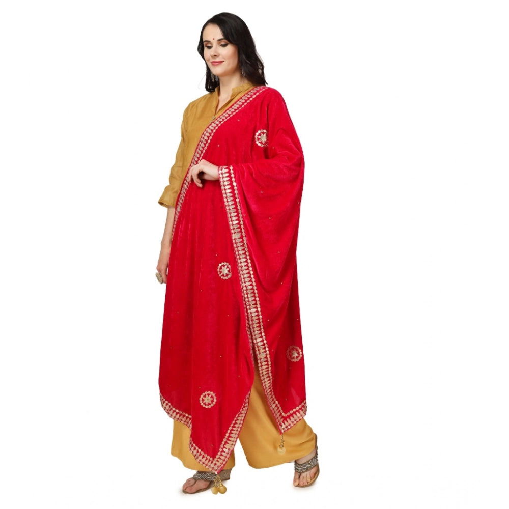 Women's Velvet Gotta Patti Dupatta (Pink, Length: 2.25 to 2.50 Mtr) - VANSHELLE