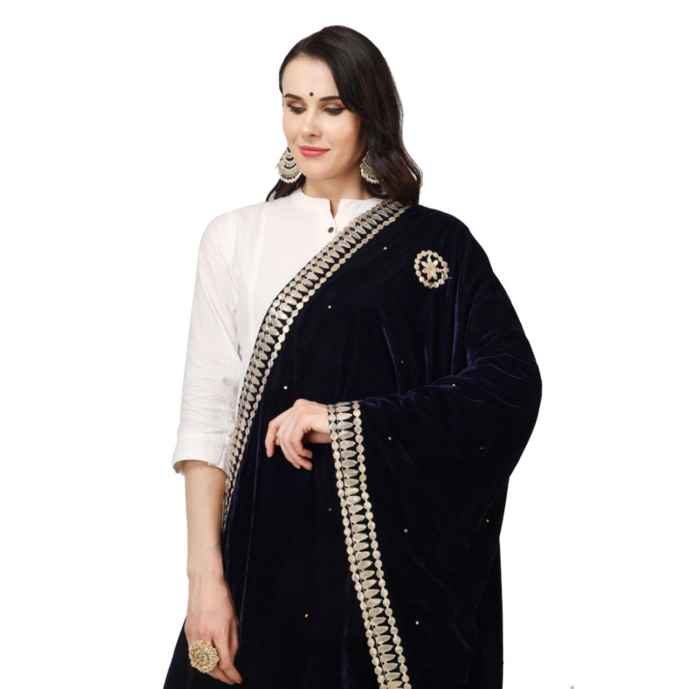 Women's Velvet Gotta Patti Dupatta (Blue, Length: 2.25 to 2.50 Mtr) - VANSHELLE