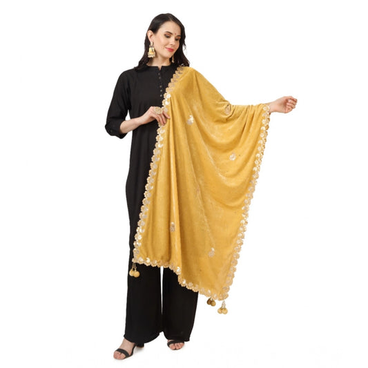Women'S Velvet Gotta Patti Dupatta (Yellow, Length: 2.25 To 2.
