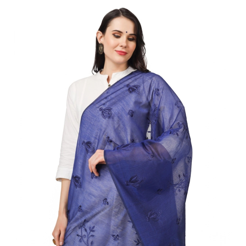 Women'S Cotton Embroidered Dupatta (Blue, Length: 2.25 To 2.50