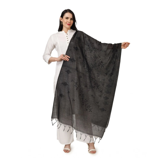 Women'S Cotton Embroidered Dupatta (Black, Length: 2.25 To 2.5