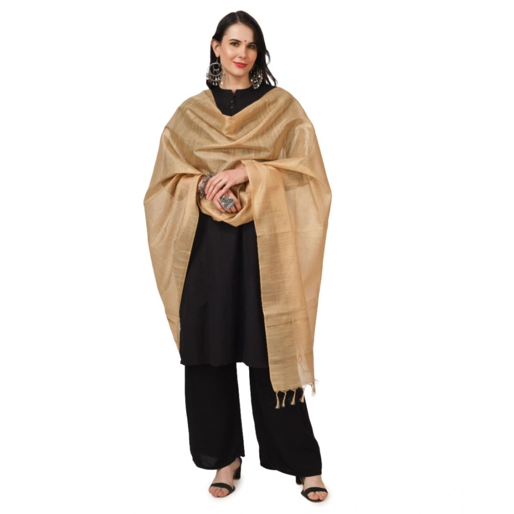 Women'S Chanderi Solid Dupatta (Gold, Length: 2.25 To 2.50 Mtr