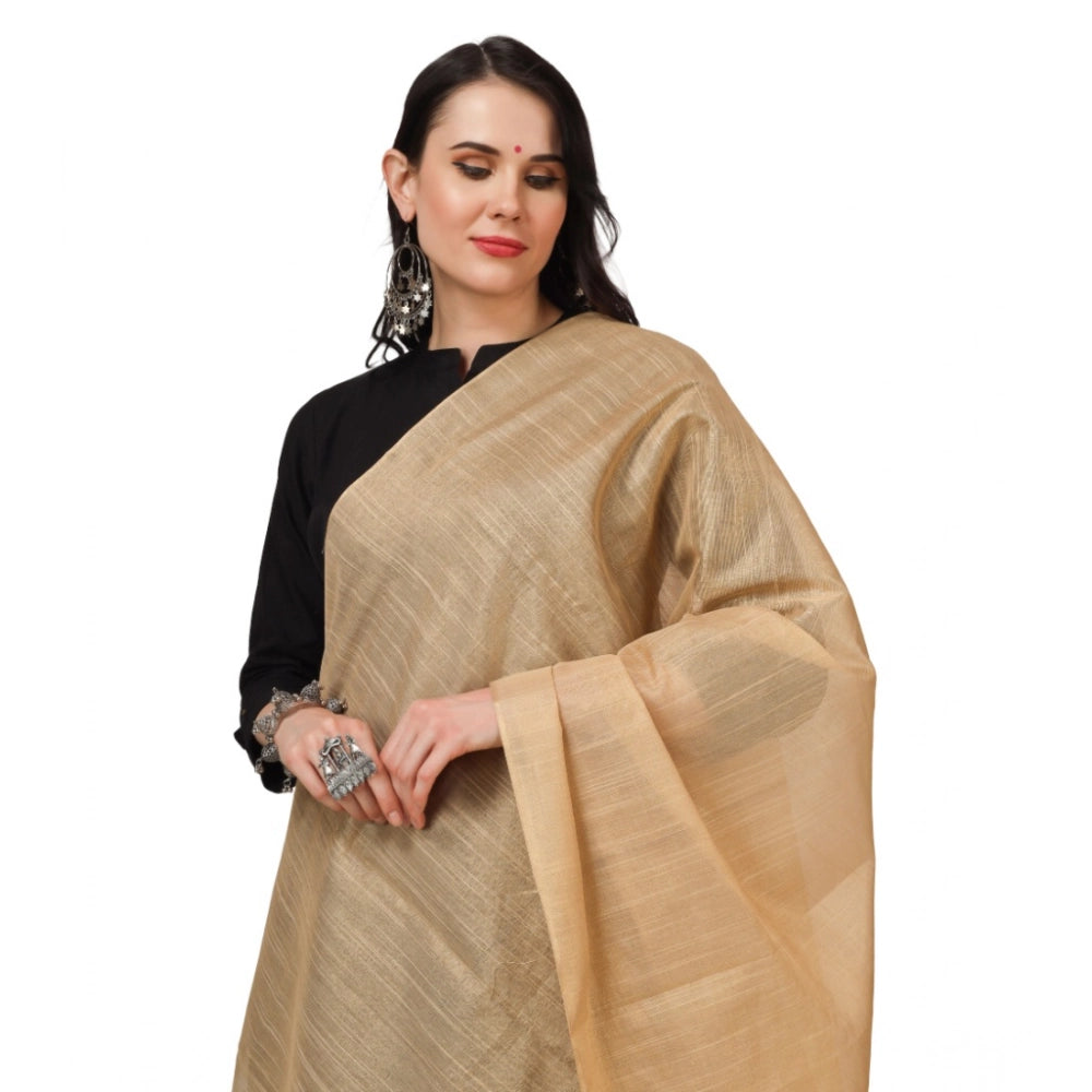Women'S Chanderi Solid Dupatta (Gold, Length: 2.25 To 2.50 Mtr
