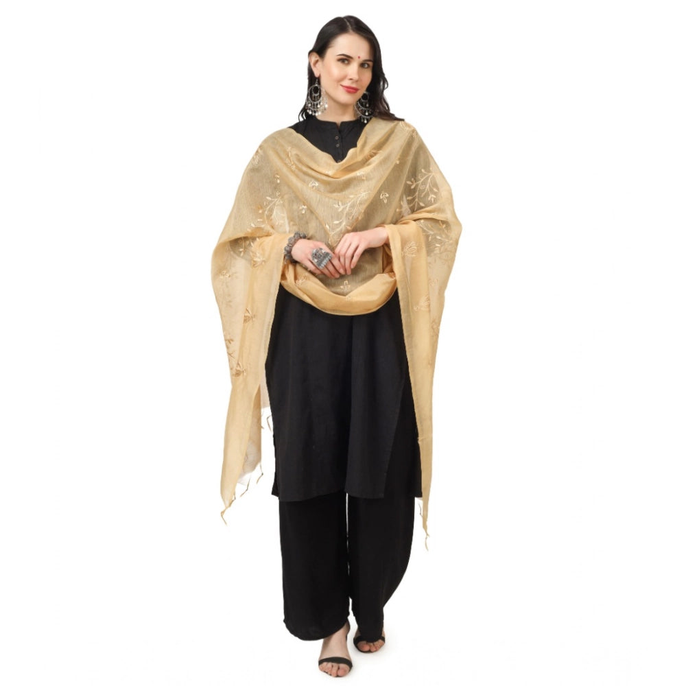 Women'S Cotton Embroidered Dupatta (Gold, Length: 2.25 To 2.50