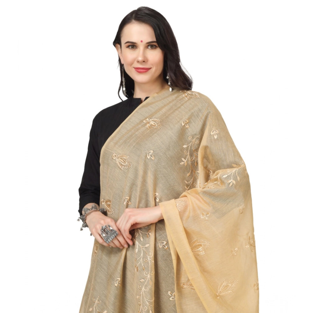 Women'S Cotton Embroidered Dupatta (Gold, Length: 2.25 To 2.50