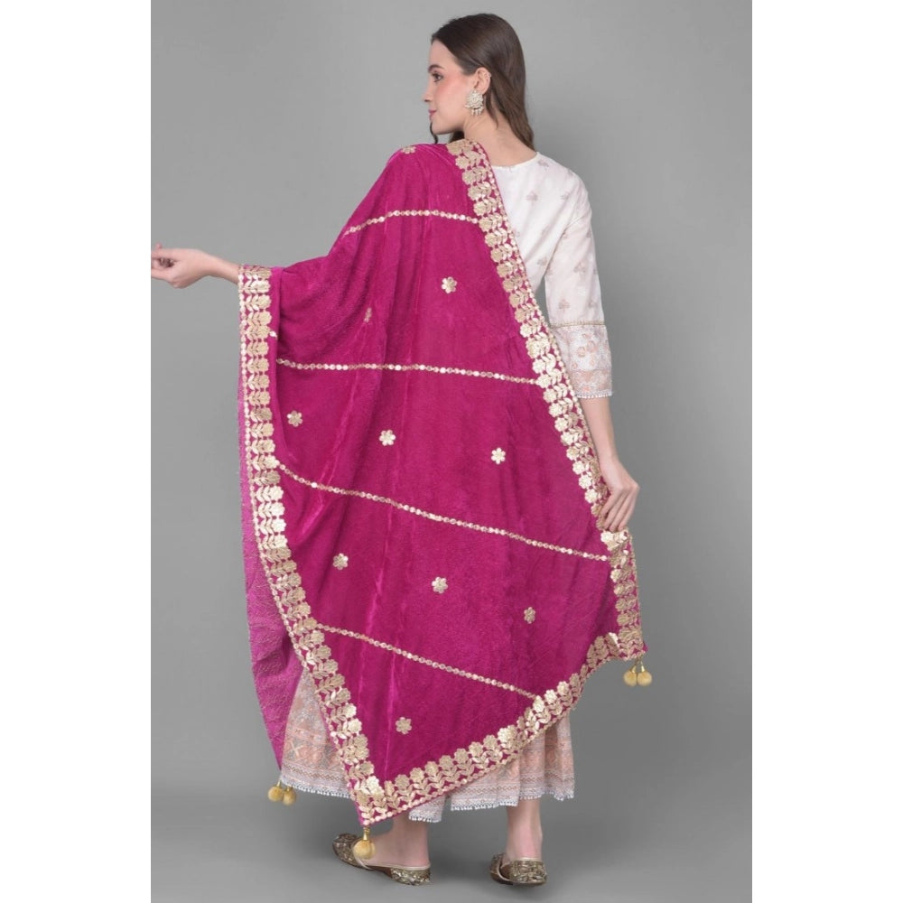 Women's Velvet Gotta Patti Dupatta (Purple, Length: 2.25 to 2.50 Mtr) - VANSHELLE