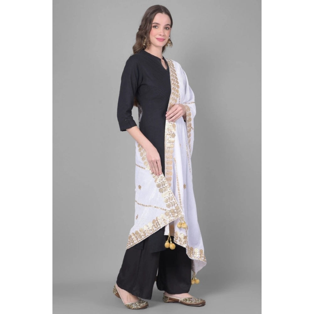 Women's Velvet Gotta Patti Dupatta (Off White, Length: 2.25 to 2.50 Mtr) - VANSHELLE
