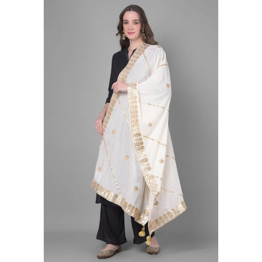 Women'S Velvet Gotta Patti Dupatta (White, Length: 2.25 To 2.5