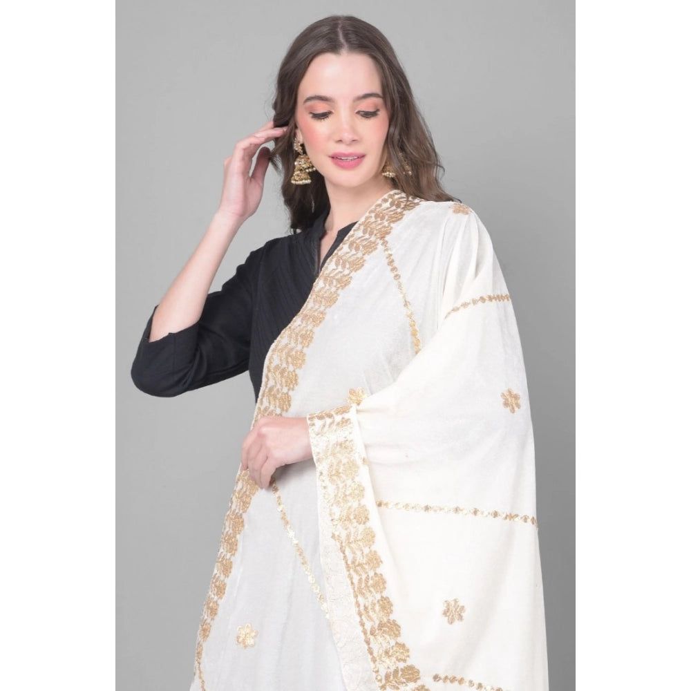 Women'S Velvet Gotta Patti Dupatta (White, Length: 2.25 To 2.5