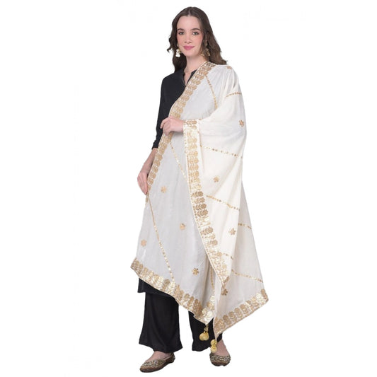 Women'S Velvet Gotta Patti Dupatta (White, Length: 2.25 To 2.5
