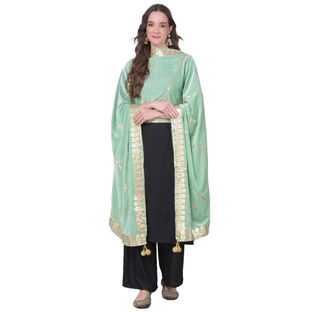 Women'S Velvet Gotta Patti Dupatta (Sea Green, Length: 2.25 To