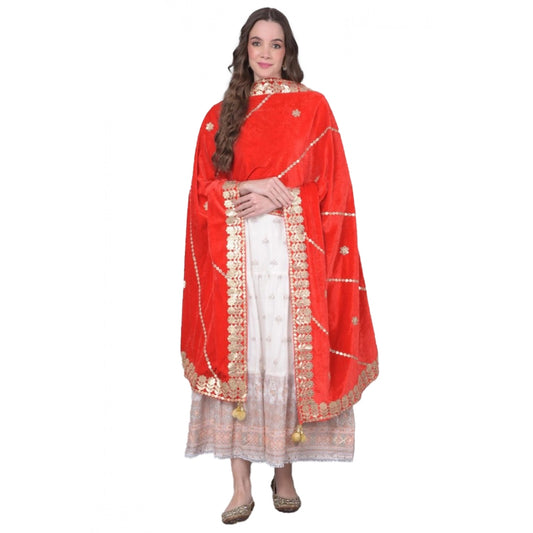 Women's Velvet Gotta Patti Dupatta (Red, Length: 2.25 to 2.50 Mtr) - VANSHELLE