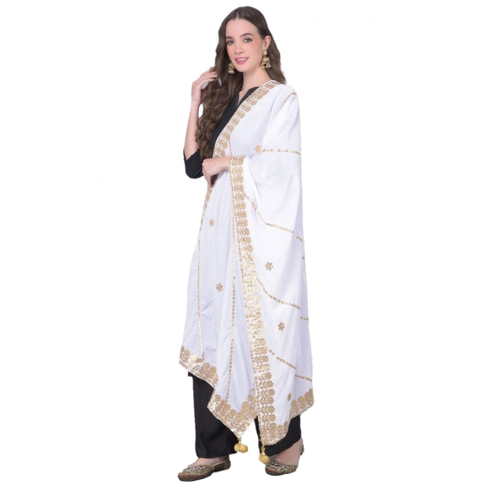 Women's Velvet Gotta Patti Dupatta (Off White, Length: 2.25 to 2.50 Mtr) - VANSHELLE
