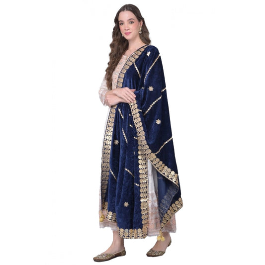Women'S Velvet Gotta Patti Dupatta (Navy, Length: 2.25 To 2.50