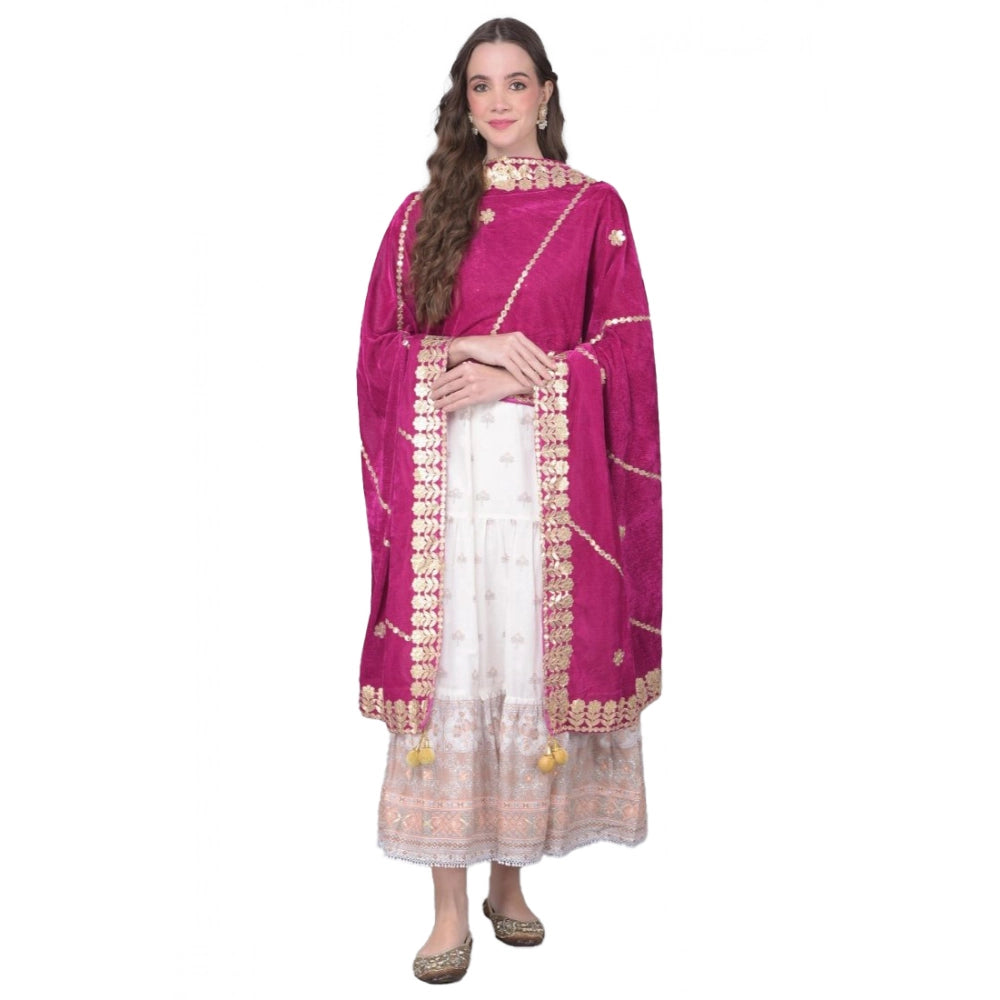 Women's Velvet Gotta Patti Dupatta (Purple, Length: 2.25 to 2.50 Mtr) - VANSHELLE