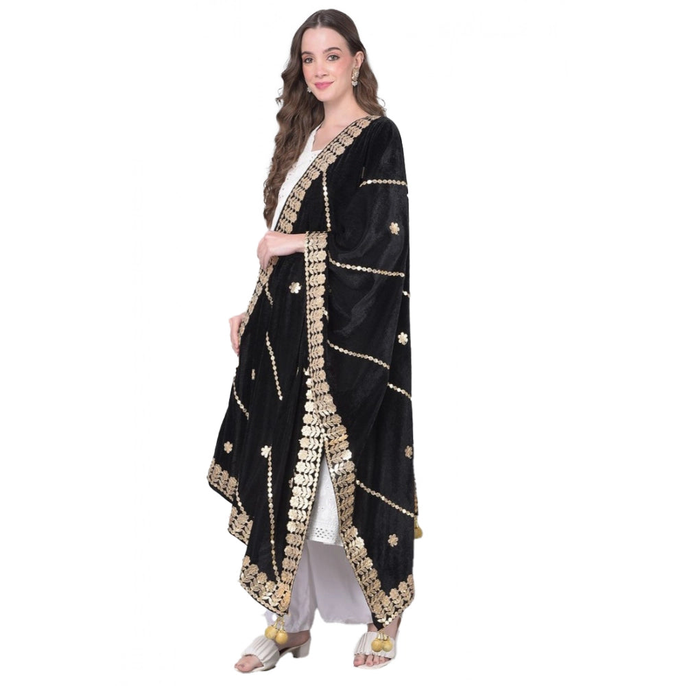 Women's Velvet Gotta Patti Dupatta (Black, Length: 2.25 to 2.50 Mtr) - VANSHELLE