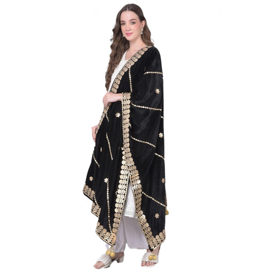 Women's Velvet Gotta Patti Dupatta (Black, Length: 2.25 to 2.50 Mtr) - VANSHELLE