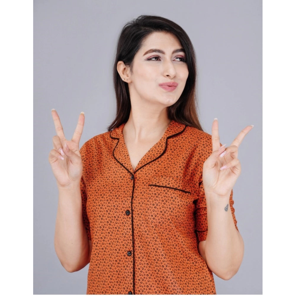Women'S Casual Half Sleeve Printed Viscose Rayon Shirt With Py