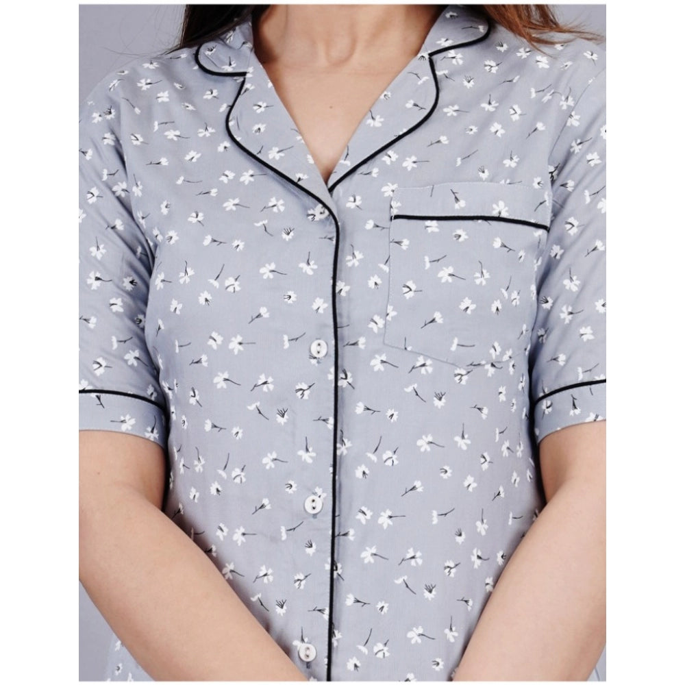 Women'S Casual Half Sleeve Printed Viscose Rayon Shirt With Py