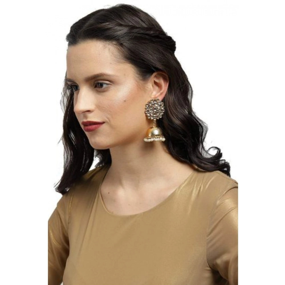 Women'S Rose Gold Plated Alloy Earrings (White)