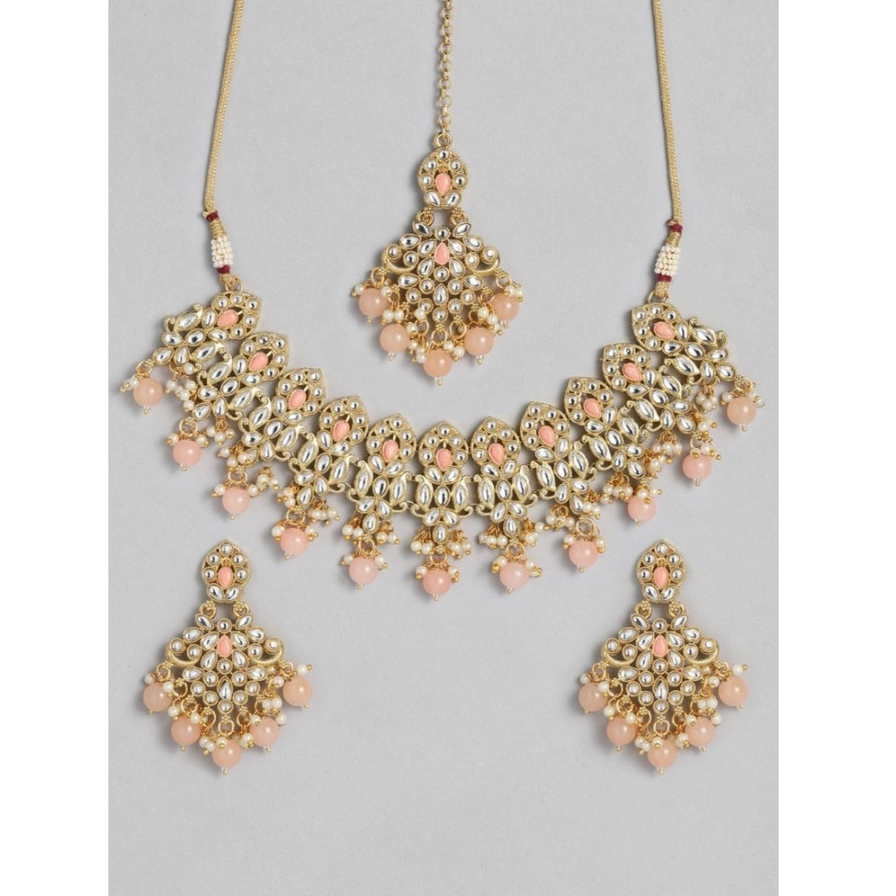 Women'S Rose Gold Plated Alloy Necklace &Amp; Earings Set (Pin