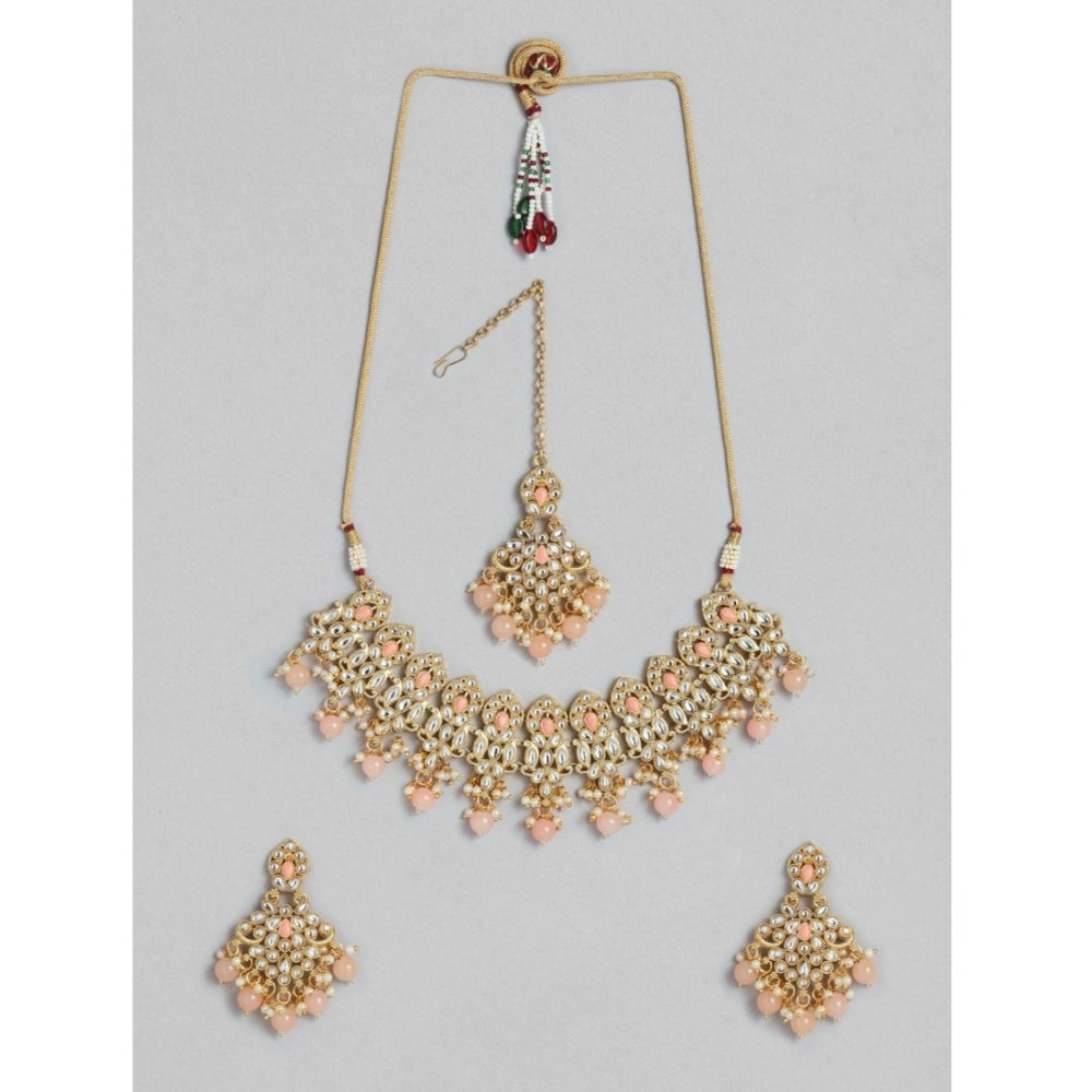 Women'S Rose Gold Plated Alloy Necklace &Amp; Earings Set (Pin