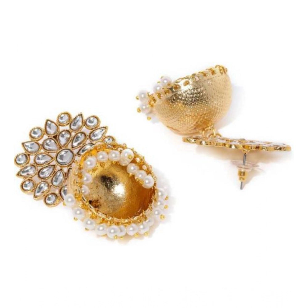 Women'S Rose Gold Plated Alloy Earrings (White)