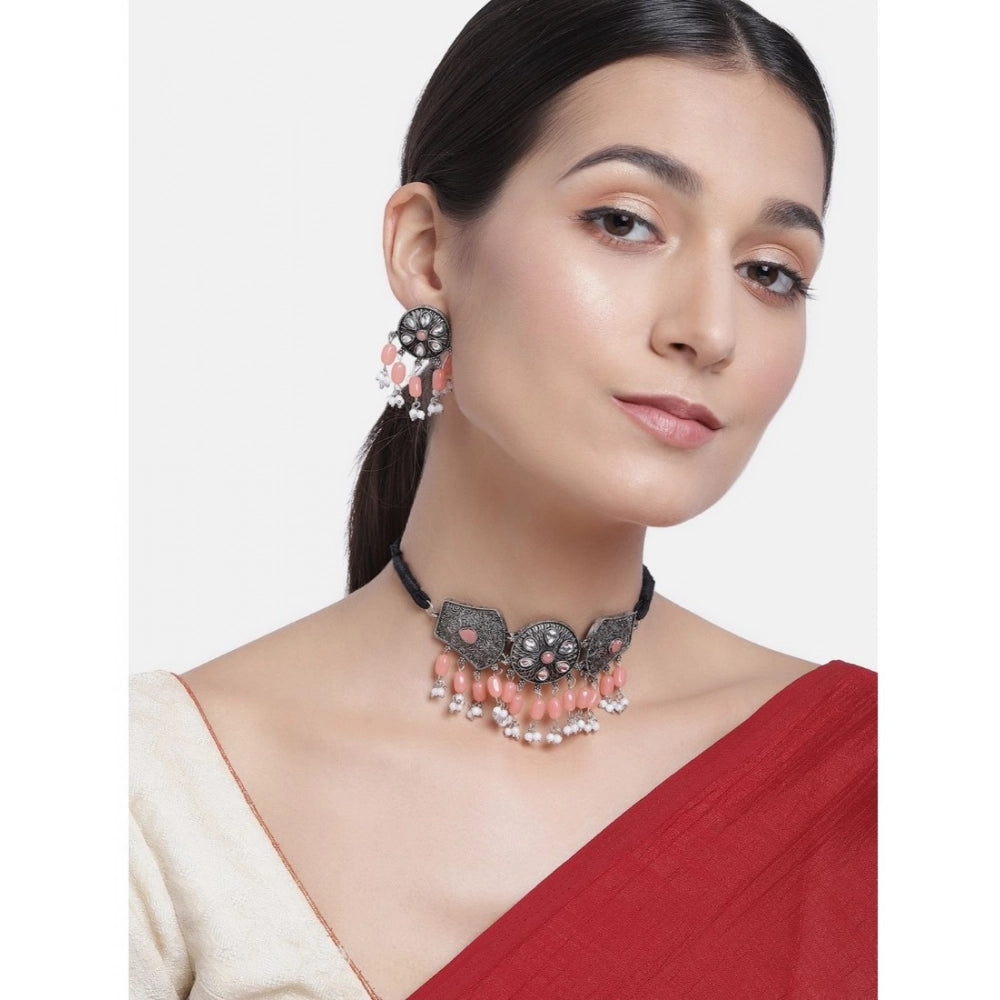 Women'S Rose Gold Plated Alloy Necklace &Amp; Earings Set (Ora