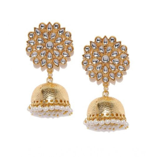 Women'S Rose Gold Plated Alloy Earrings (White)
