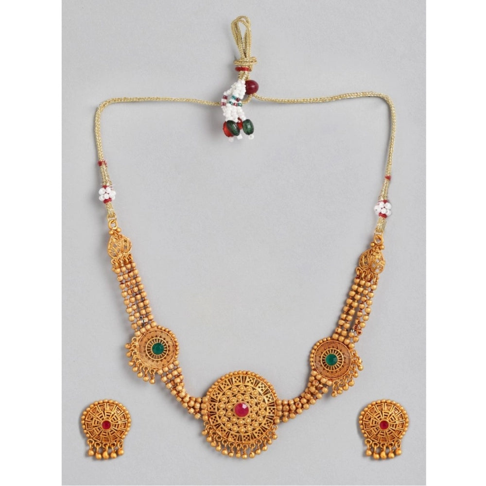 Women'S Rose Gold Plated Alloy Necklace &Amp; Earings Set (Mul