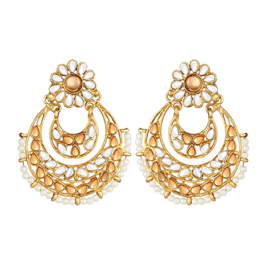 Women'S Rose Gold Plated Alloy Kundan Earrings &Amp; Mangtikka