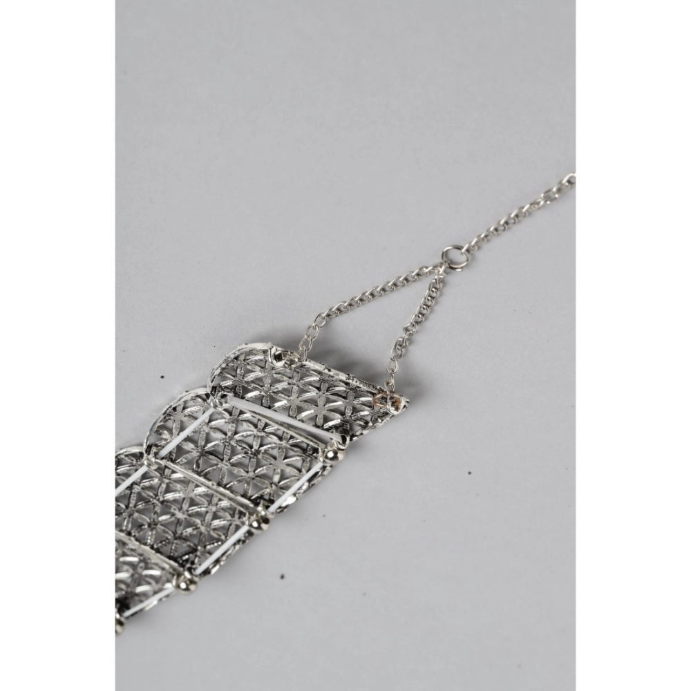 Women'S Rose Gold Plated Alloy Choker (Silver)