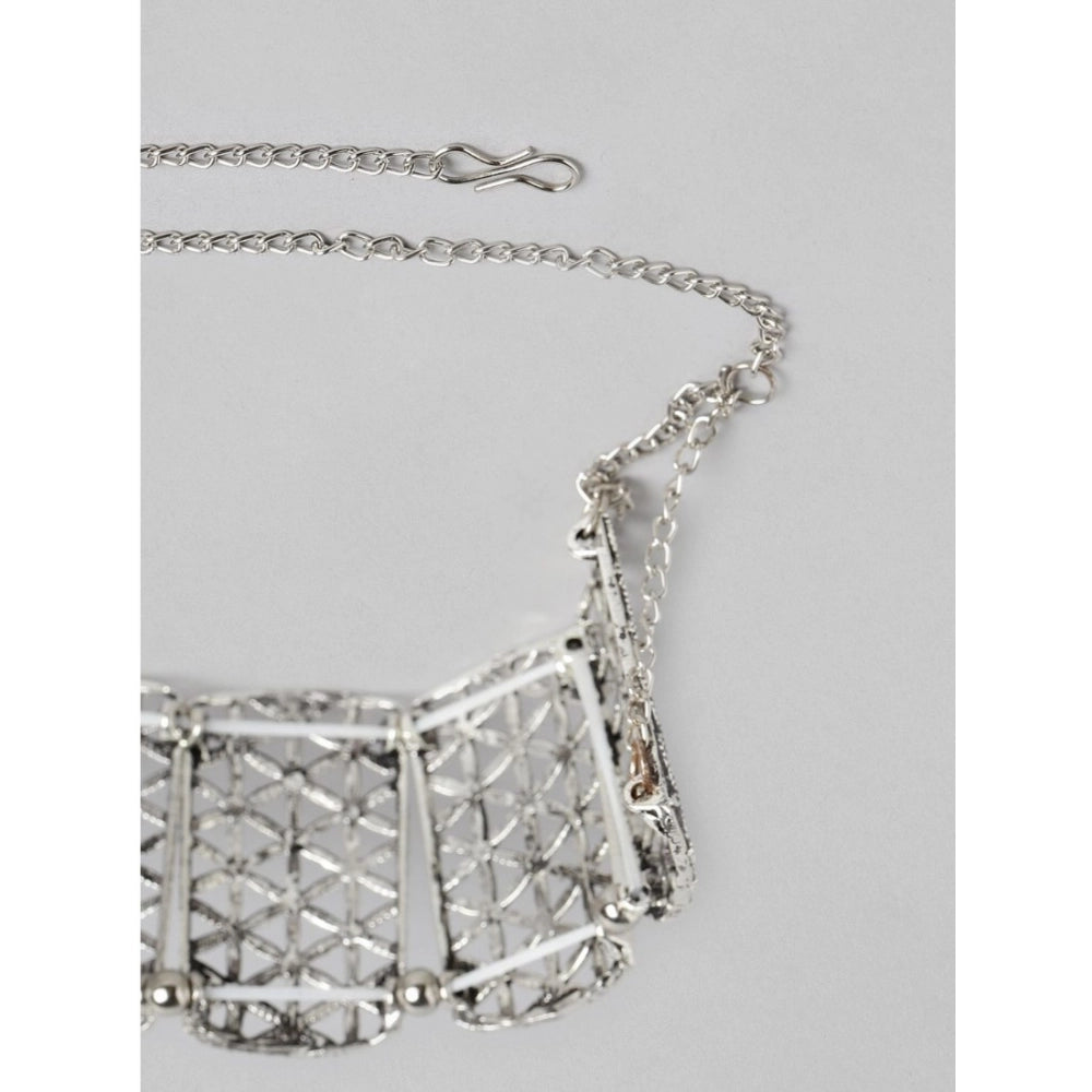 Women'S Rose Gold Plated Alloy Choker (Silver)
