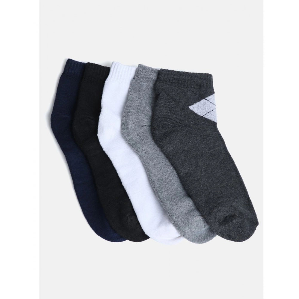 5 Pairs Men'S Casual Cotton Blended Solid Mid-Calf Length Sock