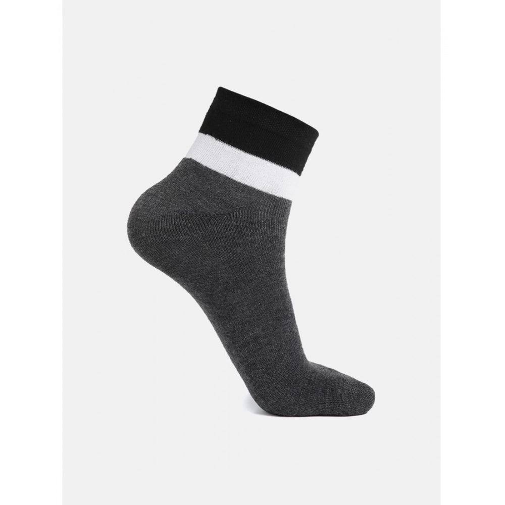 5 Pairs Men'S Casual Cotton Blended Solid Ankle Length Socks (