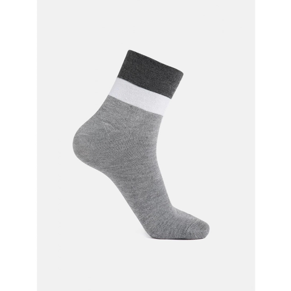 5 Pairs Men'S Casual Cotton Blended Solid Ankle Length Socks (