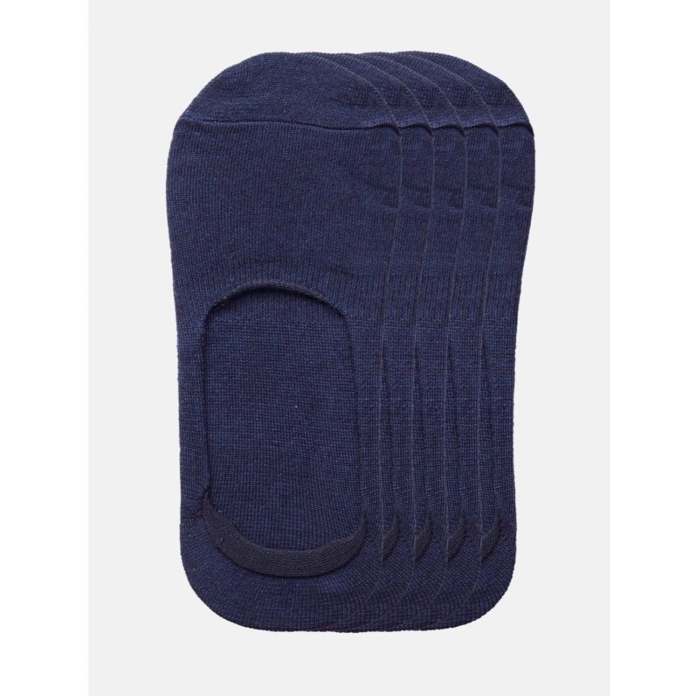 5 Pairs Unisex Casual Cotton Blended Solid No-Show Socks (Navy