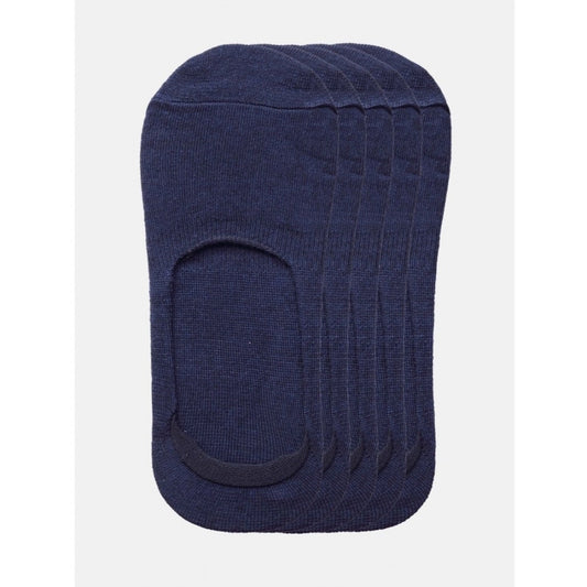 5 Pairs Unisex Casual Cotton Blended Solid No-Show Socks (Navy